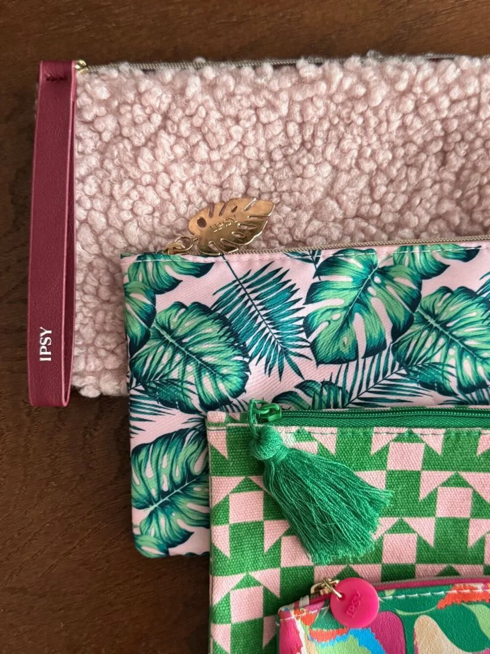 Ipsy Glam Bag Lot of 4 Tropical Floral Botanical Cosmetic Pouches